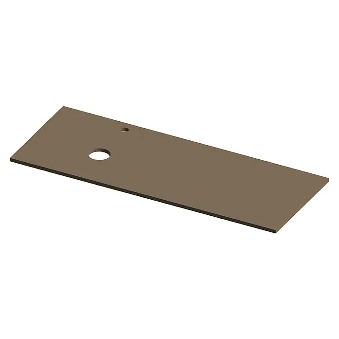 Encimera para lavabo Mineral izquierda - L x An x Al: 46 x 121 x 1,5 cm, Cacao - Tablero de cornhole marrón con dos agujeros de diferentes tamaños, adecuado para juegos al aire libre o reuniones sociales.