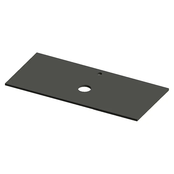Encimera para lavabo Mineral centro - L x An x Al: 46 x 101 x 1,5 cm, Antracita - Tablero de mesa gris con dos orificios de diferentes tamaños, perfecto para una configuración de oficina moderna y minimalista. Diseño elegante y fácil de instalar.