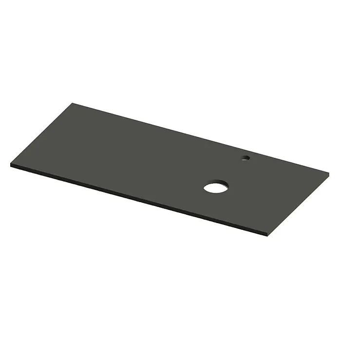 Encimera para lavabo Mineral derecha - L x An x Al: 46 x 101 x 1,5 cm, Antracita - Vista superior de una placa gris con dos agujeros. La placa tiene una superficie lisa y una forma rectangular.