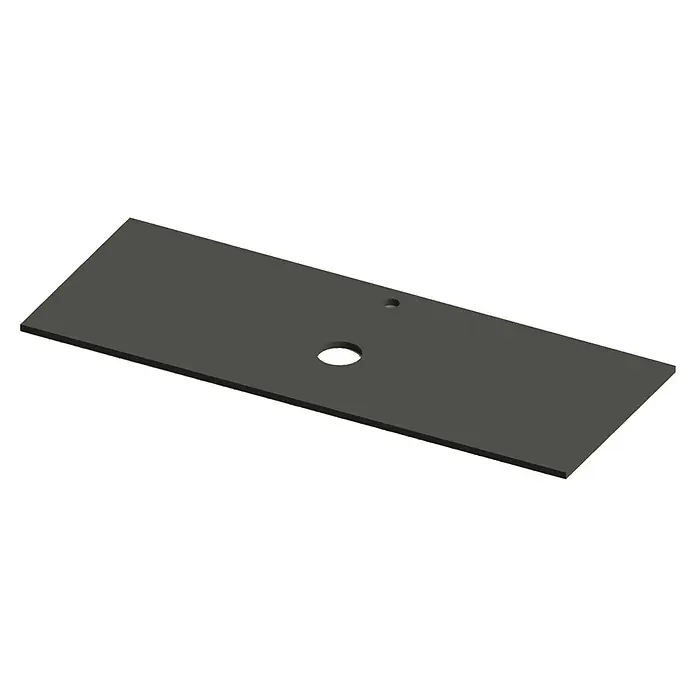 Encimera para lavabo Mineral centro - L x An x Al: 46 x 121 x 1,5 cm, Antracita - Encimera gris con dos orificios para grifo y desagüe, que ofrece una solución elegante y funcional para baños modernos.