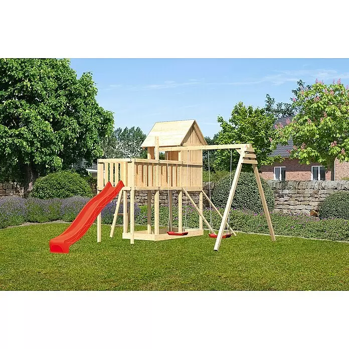 Karibu Kinderspielturm Frieda Set 48 - L x B x H: 309 x 347 x 291 cm, Natur - Stimmungsaufnahme