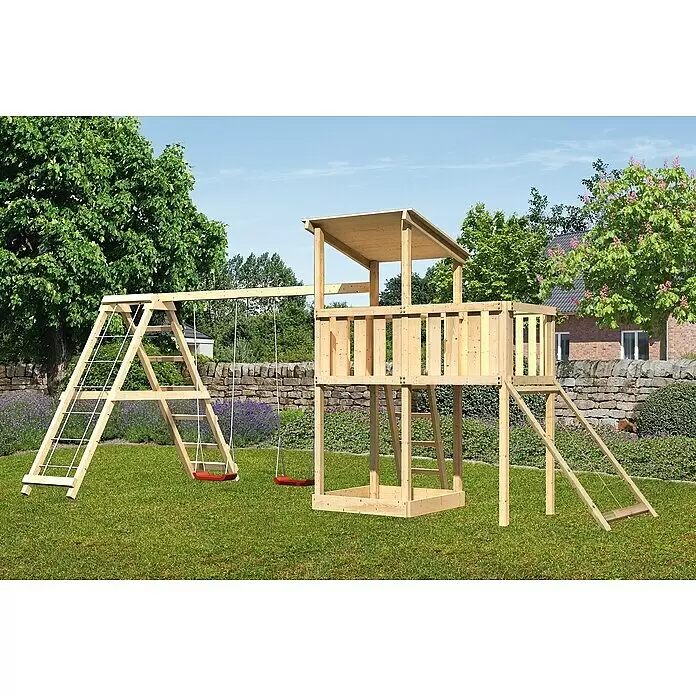 Karibu Kinderspielturm Anna Set 44 - L x B x H: 264 x 522 x 270 cm, Natur - Stimmungsaufnahme