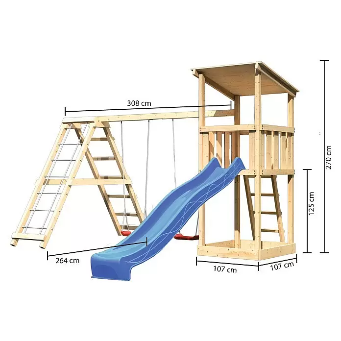 Karibu Kinderspielturm Anna Set 11L x B x H: 264 x 415 x 270 cm, Natur
