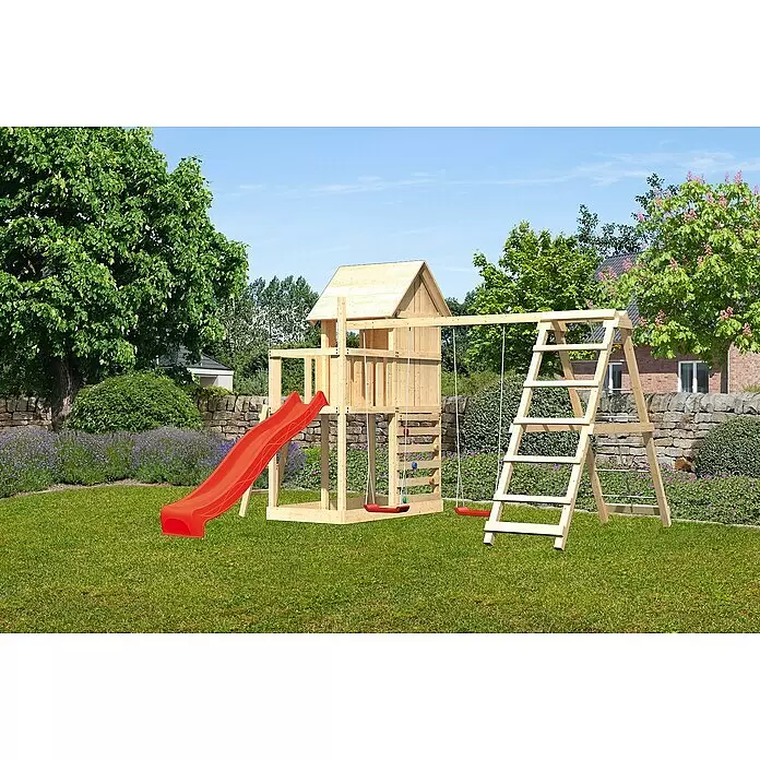 Karibu Kinderspielturm Frieda Set 38 - L x B x H: 264 x 415 x 291 cm, Natur - Stimmungsaufnahme