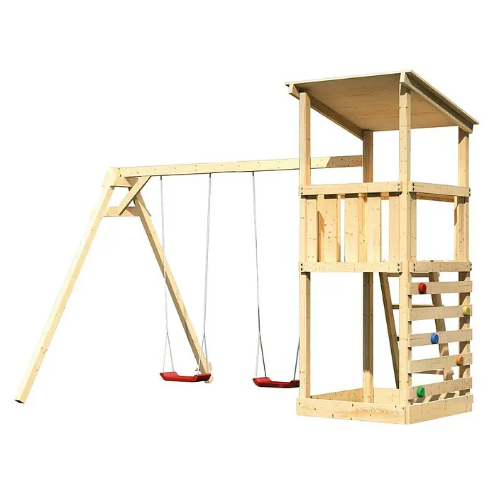 Karibu Kinderspielturm Anna Set 23L x B x H: 264 x 347 x 270 cm, Natur