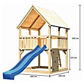 Karibu Kinderspielturm Luis Set 14 (L x B x H: 200 x 200 x 345 cm, Natur/Blau) | BAUHAUS