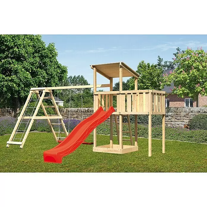 Karibu Kinderspielturm Anna Set 30 - L x B x H: 264 x 522 x 270 cm, Natur - Stimmungsaufnahme