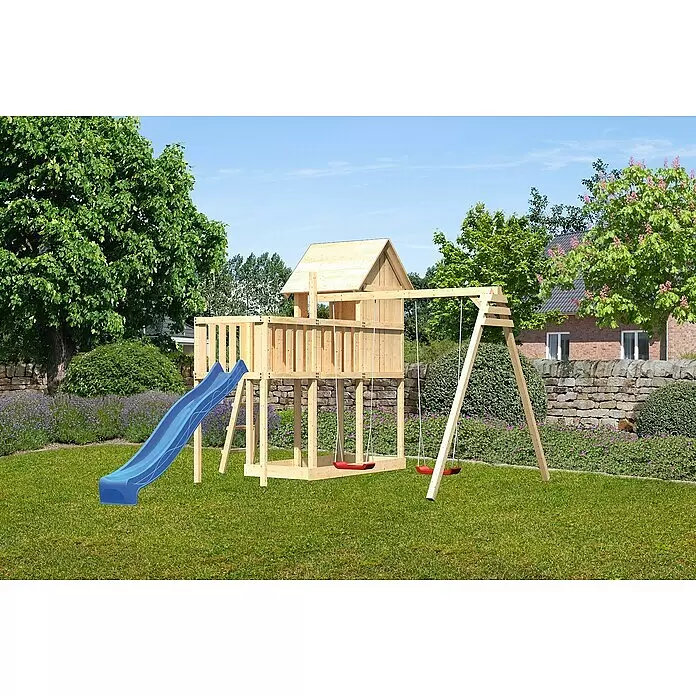 Karibu Kinderspielturm Frieda Set 27 - L x B x H: 309 x 347 x 291 cm, Natur - Stimmungsaufnahme