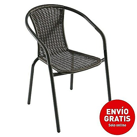 Sunfun Silla de jardín Melisa (L x An x Al: 58 x 53 x 77 cm, Marrón, Acero/Ratán sintético, Apilable)