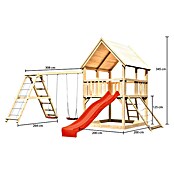 Karibu Kinderspielturm Luis Set 23 (L x B x H: 264 x 508 x 345 cm, Natur/Rot) | BAUHAUS