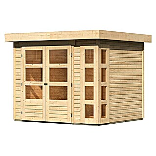 Karibu Gartenhaus Kerko 3 (Außenmaß inkl. Dachüberstand (B x T): 266 x 238 cm, Holz, Natur)