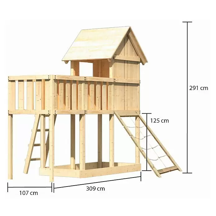 Karibu Kinderspielturm Frieda Set 25L x B x H: 309 x 107 x 291 cm, Natur