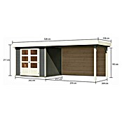 Karibu Gartenhaus Askola 3 (Außenmaß inkl. Dachüberstand (B x T): 528,5 x 238 cm, Holz, Terragrau, Mit Seitendach und Rückwand) | BAUHAUS