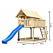 Karibu Kinderspielturm Fidel Set 3 (L x B x H: 243 x 198 x 329,5 cm, Natur/Blau) | BAUHAUS