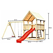 Karibu Kinderspielturm Luis Set 9 (L x B x H: 264 x 440 x 345 cm, Natur/Rot) | BAUHAUS