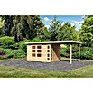 Karibu Gartenhaus Kerko 4 (Außenmaß inkl. Dachüberstand (B x T): 554 x 238 cm, Holz, Natur, Mit Seitendach) | BAUHAUS
