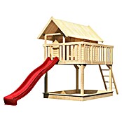 Karibu Kinderspielturm Fidel Set 4 (L x B x H: 243 x 198 x 329,5 cm, Natur/Rot) | BAUHAUS