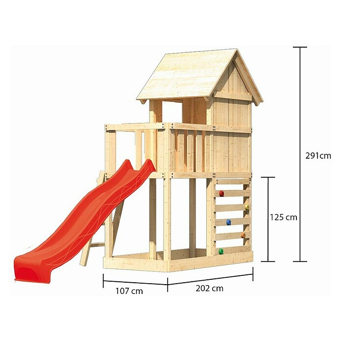 Karibu Kinderspielturm Frieda Set 18 (L x B x H: 107 x 202 x 291 cm, Natur) | BAUHAUS