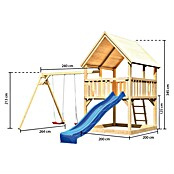 Karibu Kinderspielturm Luis Set 8 (L x B x H: 264 x 440 x 345 cm, Natur/Blau) | BAUHAUS