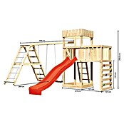 Karibu Kinderspielturm Ritterburg Löwenherz Set 54 (L x B x H: 264 x 522 x 259,5 cm, Natur/Rot) | BAUHAUS