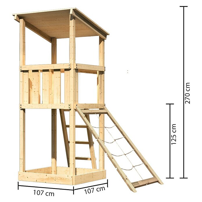 Karibu Kinderspielturm Anna Set 7 (L x B x H: 107 x 107 x 270 cm, Natur) | BAUHAUS