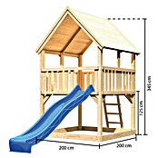 Karibu Kinderspielturm Luis Set 2 (L x B x H: 200 x 200 x 345 cm, Natur/Blau) | BAUHAUS