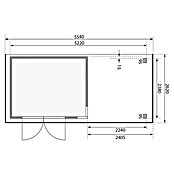 Karibu Gartenhaus Kerko 5 (Außenmaß inkl. Dachüberstand (B x T): 554 x 262 cm, Holz, Terragrau, Mit Seitendach) | BAUHAUS