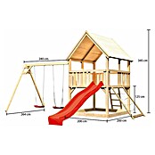 Karibu Kinderspielturm Luis Set 21 (L x B x H: 264 x 440 x 345 cm, Natur/Rot) | BAUHAUS