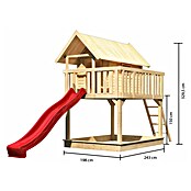 Karibu Kinderspielturm Fidel Set 4 (L x B x H: 243 x 198 x 329,5 cm, Natur/Rot) | BAUHAUS