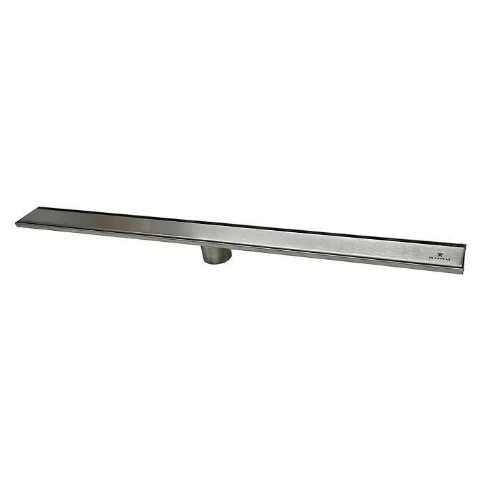 Camargue Plato de ducha de obra con canal sifónico - 70 x 6,9 cm (canalón), Acero inoxidable - Desagüe lineal de ducha de acero inoxidable con salida redonda para diseños de baño modernos.