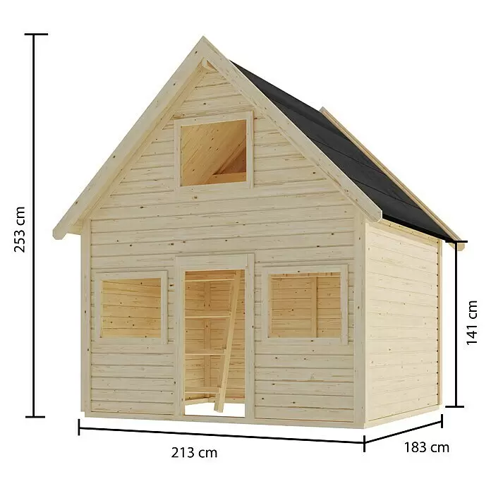 Karibu Spielhaus KalleL x B x H: 183,5 x 212,5 x 253 cm, Holz, Natur