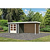 Karibu Gartenhaus Askola 3 (Außenmaß inkl. Dachüberstand (B x T): 528,5 x 238 cm, Holz, Terragrau, Mit Seitendach und Rückwand) | BAUHAUS