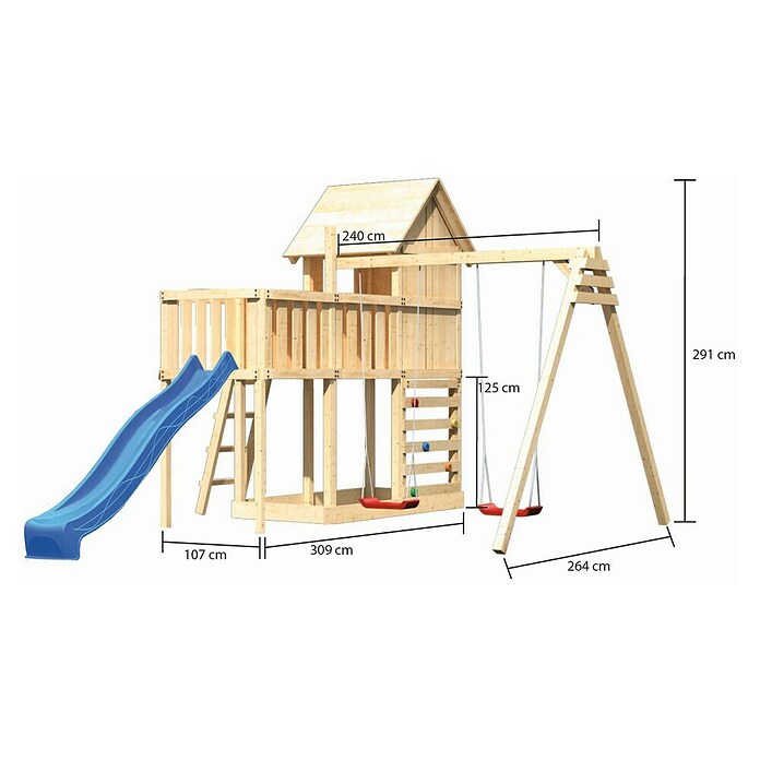 Karibu Kinderspielturm Frieda 51 (L x B x H: 309 x 347 x 291 cm, Natur) | BAUHAUS