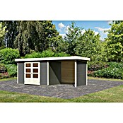 Karibu Gartenhaus Askola 4 (Außenmaß inkl. Dachüberstand (B x T): 554 x 238 cm, Holz, Terragrau, Mit Seitendach, Rück- und Seitenwand) | BAUHAUS