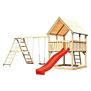 Karibu Kinderspielturm Luis Set 11 (L x B x H: 264 x 508 x 345 cm, Natur/Rot)