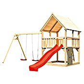 Karibu Kinderspielturm Luis Set 25 (L x B x H: 264 x 440 x 345 cm, Natur/Rot) | BAUHAUS