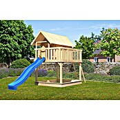 Karibu Kinderspielturm Fidel Set 3 (L x B x H: 243 x 198 x 329,5 cm, Natur/Blau) | BAUHAUS