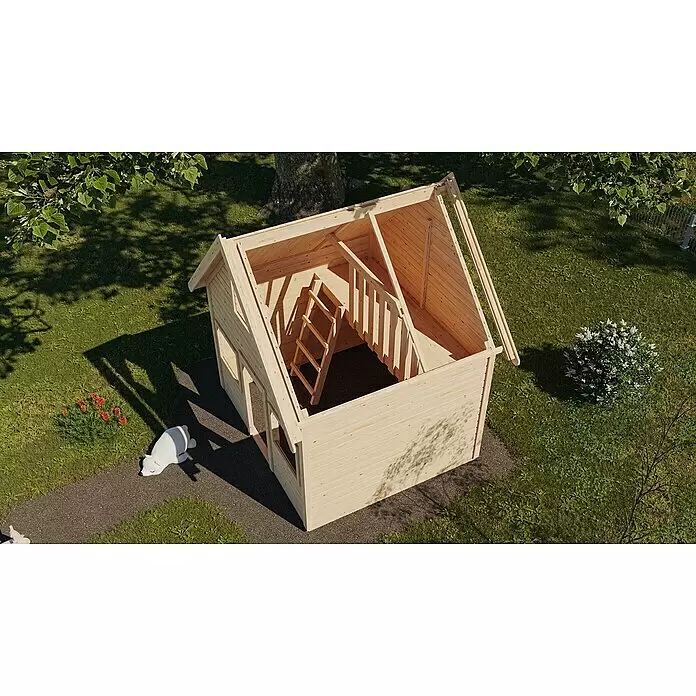 Karibu Spielhaus KalleL x B x H: 183,5 x 212,5 x 253 cm, Holz, Natur