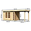 Karibu Gartenhaus Kerko 4 (Außenmaß inkl. Dachüberstand (B x T): 554 x 238 cm, Holz, Natur, Mit Seitendach) | BAUHAUS