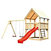 Karibu Kinderspielturm Luis Set 9 (L x B x H: 264 x 440 x 345 cm, Natur/Rot) | BAUHAUS