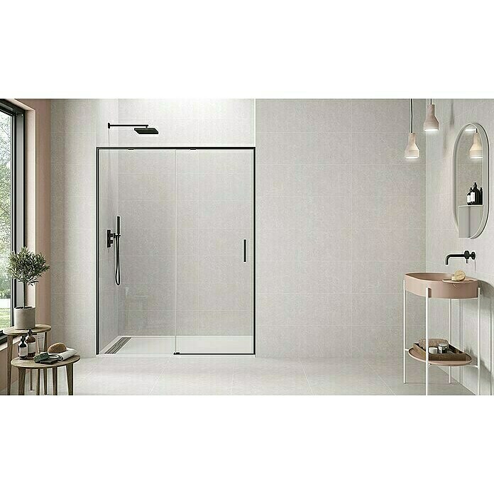 GME Mampara de ducha frontal Twenty (150 x 195 cm, Espesor de vidrio: 6 mm, Negro) | BAUHAUS