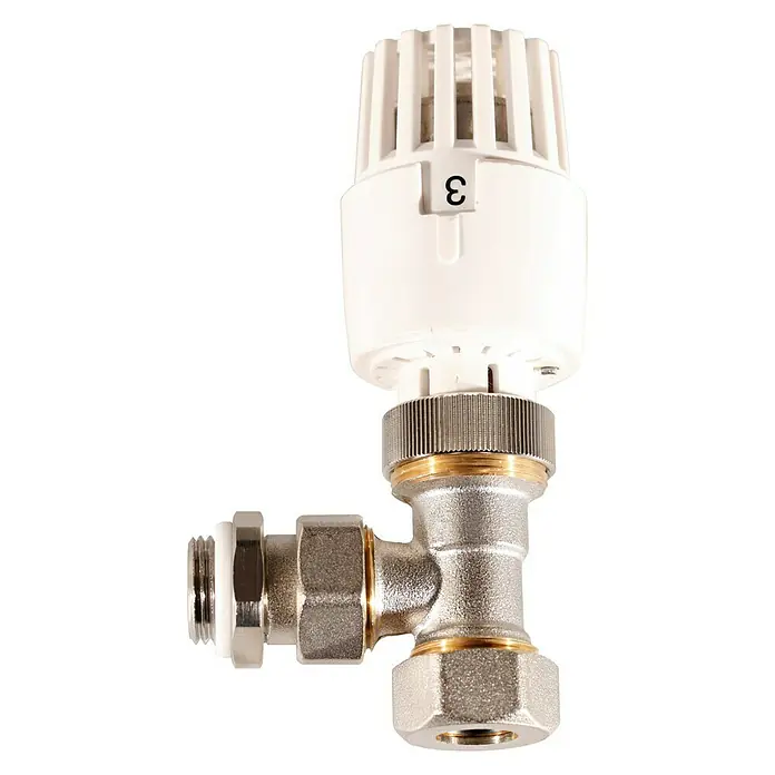 Válvula termostática para radiador tubo multicapa - ½″, 20 mm - Válvula termostática de radiador con botón de ajuste, ideal para un control preciso de la temperatura y eficiencia energética.