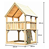 Karibu Kinderspielturm Luis Set 7 (L x B x H: 200 x 200 x 345 cm, Inklusive Holzleiter & Kletterwand) | BAUHAUS