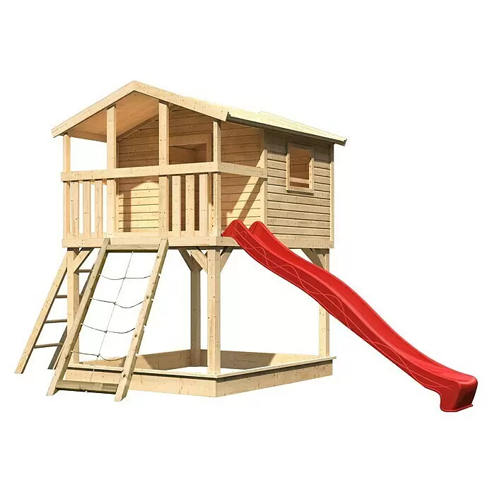 Karibu Spielhaus Benjamin Set 12L x B x H: 244 cm x 198 mm x 309 cm, Holz, Natur
