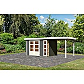 Karibu Gartenhaus Kerko 5 (Außenmaß inkl. Dachüberstand (B x T): 554 x 262 cm, Holz, Terragrau, Mit Seitendach) | BAUHAUS