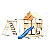 Karibu Kinderspielturm Luis Set 10 (L x B x H: 264 x 508 x 345 cm, Natur/Blau) | BAUHAUS