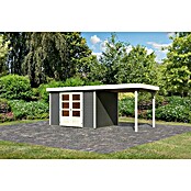 Karibu Gartenhaus Askola 5 (Außenmaß inkl. Dachüberstand (B x T): 554 x 262 cm, Holz, Terragrau, Mit Seitendach) | BAUHAUS