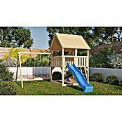 Karibu Kinderspielturm Luis Set 8 (L x B x H: 264 x 440 x 345 cm, Natur/Blau) | BAUHAUS
