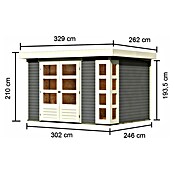 Karibu Gartenhaus Kerko 5 (Außenmaß inkl. Dachüberstand (B x T): 329 x 262 cm, Holz, Terragrau) | BAUHAUS