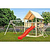 Karibu Kinderspielturm Luis Set 21 (L x B x H: 264 x 440 x 345 cm, Natur/Rot) | BAUHAUS